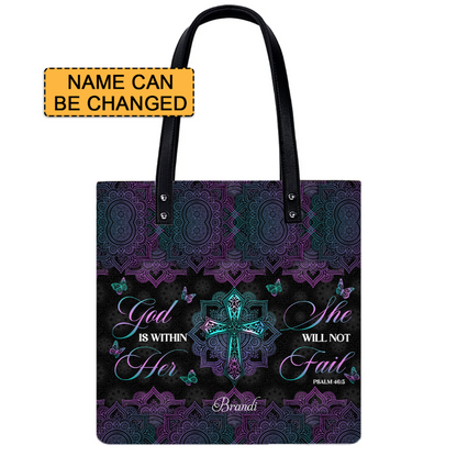 Christianartbag Handbags, God Is Within Her She Will Not Fail Psalm 46 5 Mandala Leather Handbag, Handbag Design, Personalized Leather Handbag, Gifts for Women, CABLTB0103123.