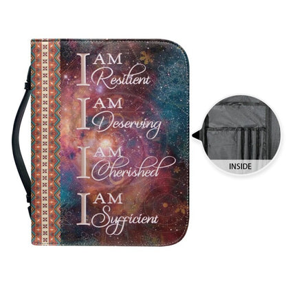 Christianartbag Bible Cover, GOD Says I Am Resilient I am deserving Personalized Bible Cover Blue, Personalized Bible Cover, Purple Bible Cover, Christmas Gift, CABBBCV01250923. - Christian Art Bag