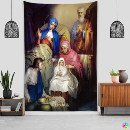 CHRISTIANARTBAG Nativity Scene Tapestry - Religious Wall Hanging Decor for Christmas & Easter