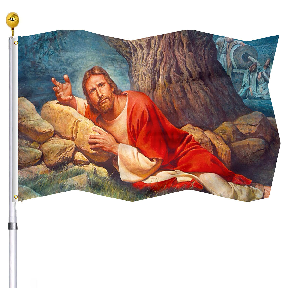 Christianartbag Flag Decor, Christianity JESUS Art Flag Home Room Dormitory Decoration Outdoor Decor Polyester Banners and Flags Brass Grommets Women Men Gift - Christian Art Bag