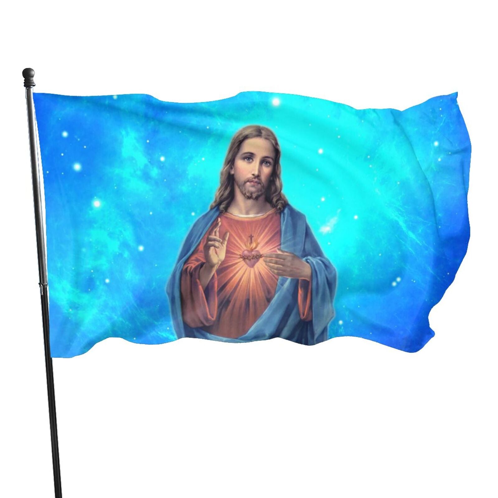 Christianartbag Flag Decor, Christianity JESUS Flag Home Room Dormitory Decoration Outdoor Decor Polyester Banners and Flags Brass Grommets Women Men Gift - Christian Art Bag