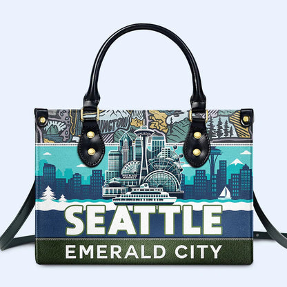 Seattle Emerald City Custom Leather Tote - CHRISTIANARTBAG Urban Charm Collection - CABLTHB19310324.