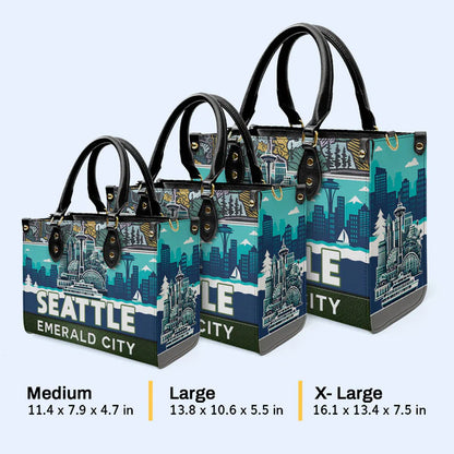 Seattle Emerald City Custom Leather Tote - CHRISTIANARTBAG Urban Charm Collection - CABLTHB19310324.