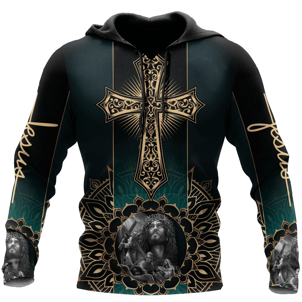 Christianartbag Clothing, Unisex Hoodie Cross and Lion 3D, Christian 3D T-Shirt, Christian 3D Hoodie, Christian 3D Sweater, Personalized Hoodies. - Christian Art Bag