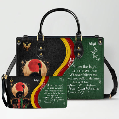 Set - Personalized Christian Leather Handbag & Wallet | Custom Bible Verse Faith Gift for Women by CHRISTIANARTBAG