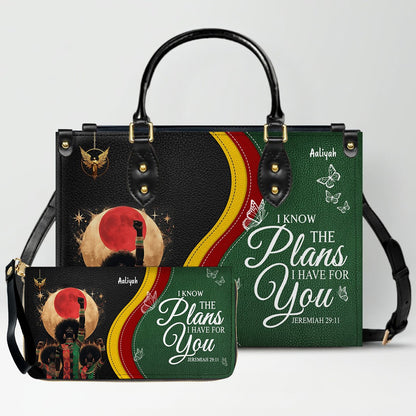 Set - Personalized Christian Leather Handbag & Wallet | Custom Bible Verse Faith Gift for Women by CHRISTIANARTBAG