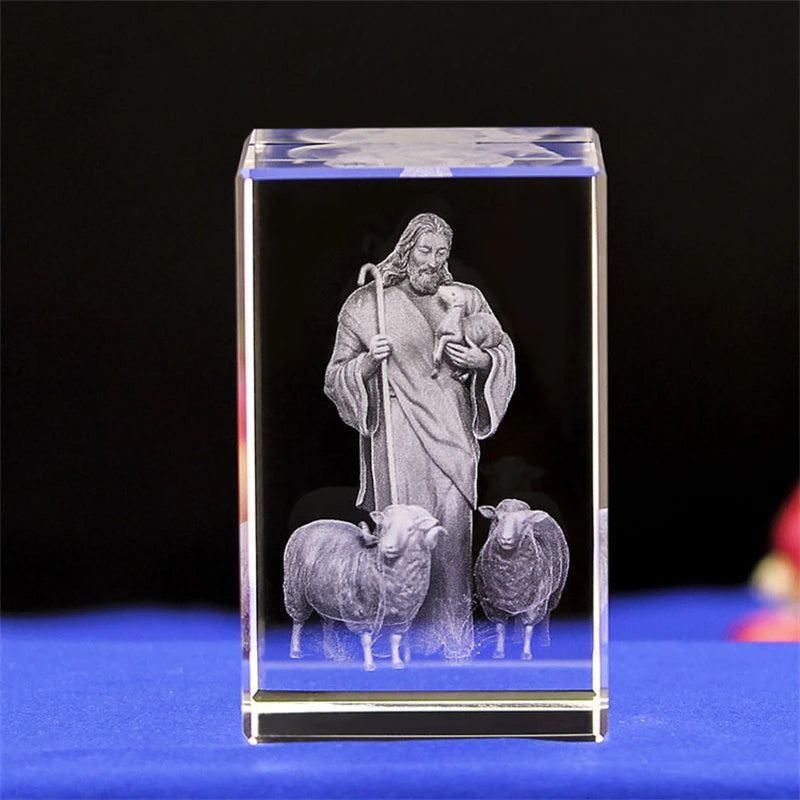 Christianartbag Home Decor, Christian Catholic Jesus Portrait Crystal Ornaments Creative 3D Laser Engraver Cube Home Decoration Accessories Modern - Christian Art Bag