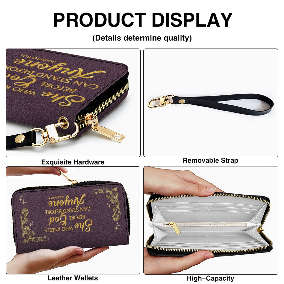 Personalized Leather Handbag & Long Wallet Set – Custom Name & Bible Verse | Elegant Christian Gift for Women