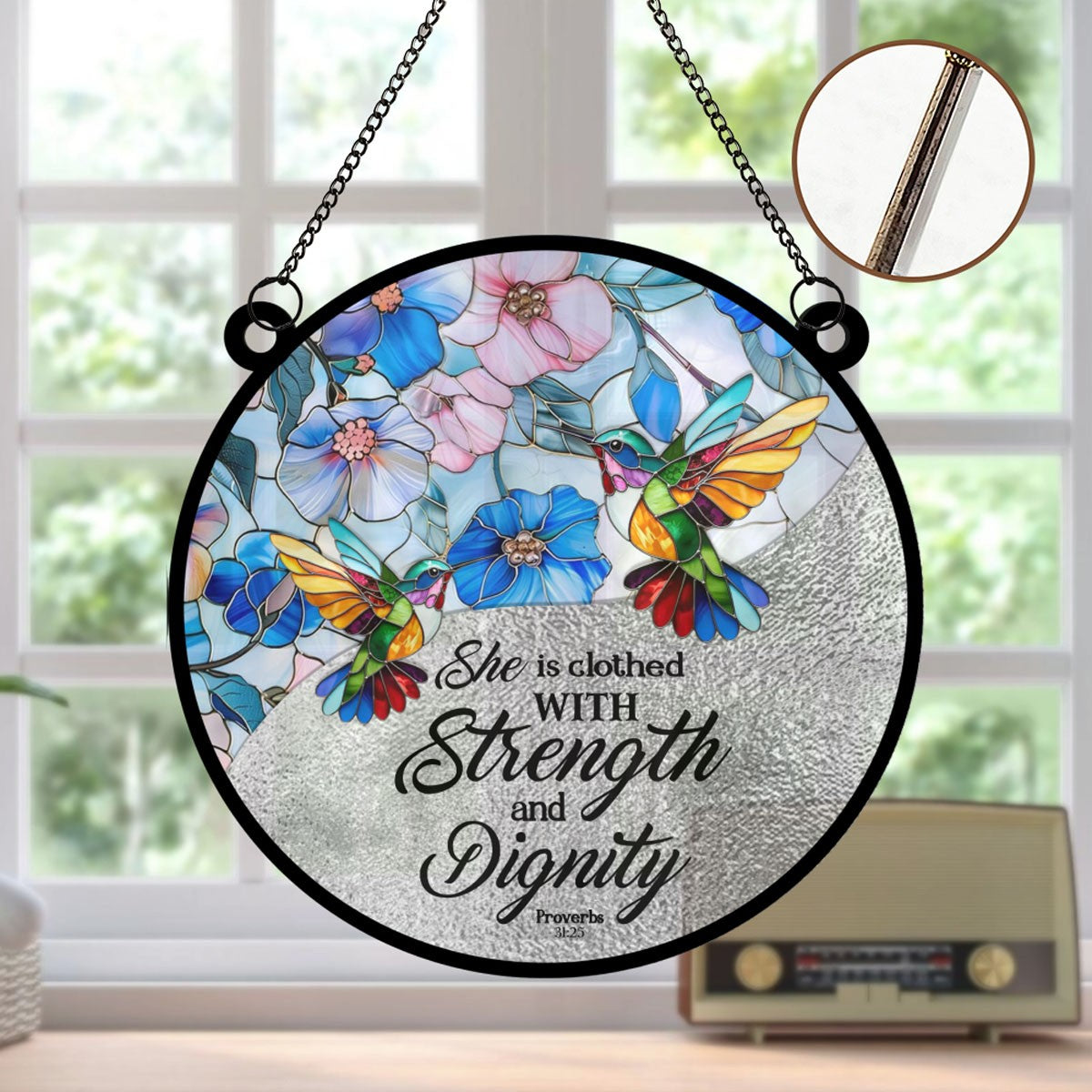 Personalized Christian Suncatcher – Acrylic & Wood Window Hanging Ornament with Bible Verse | CHRISTIANARTBAG