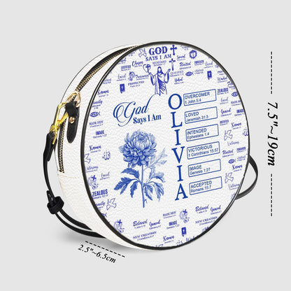 Personalized Leather Circle Bag with Bible Verses & Name Letters – CHRISTIANARTBAG