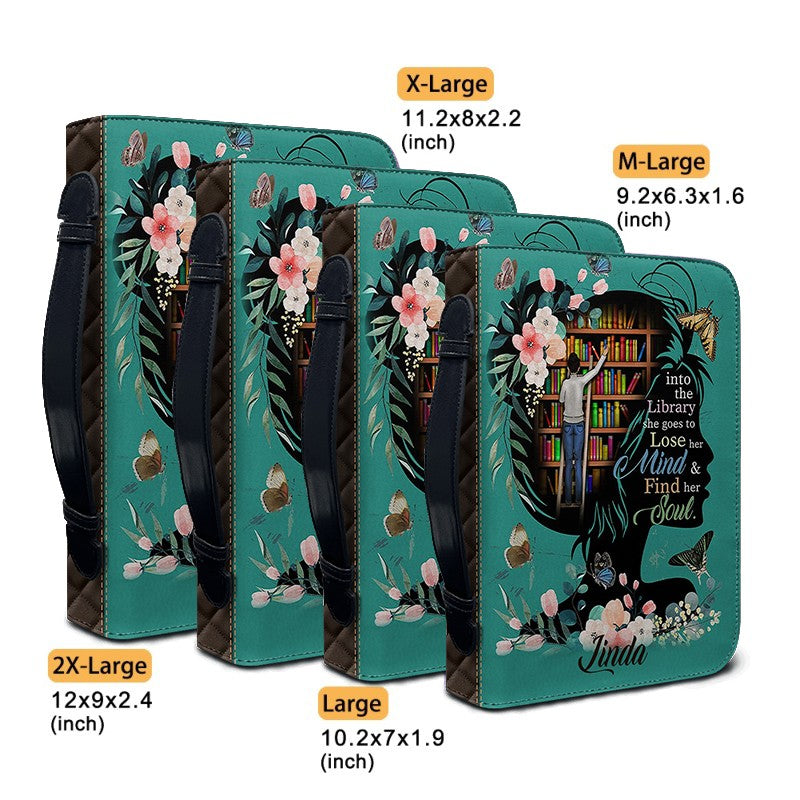 CHRISTIANARTBAG Book Covers - Into The Library She Goes To Lose Her Mind And Find Her Soul - Personalized Book Cover.