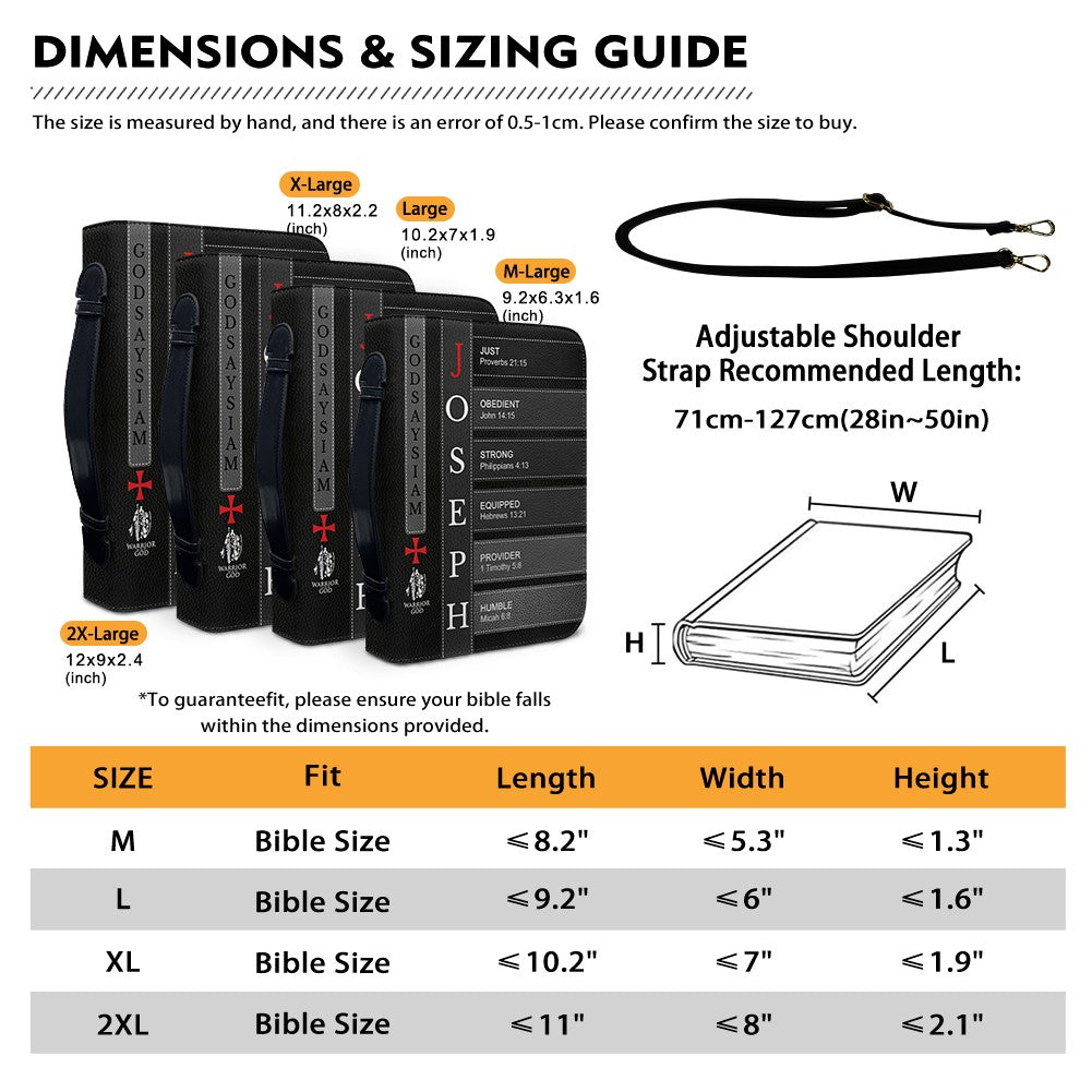 Personalized Bible Cover for Men - Bible Cover with Name Letters - CHRISTIANARTBAG