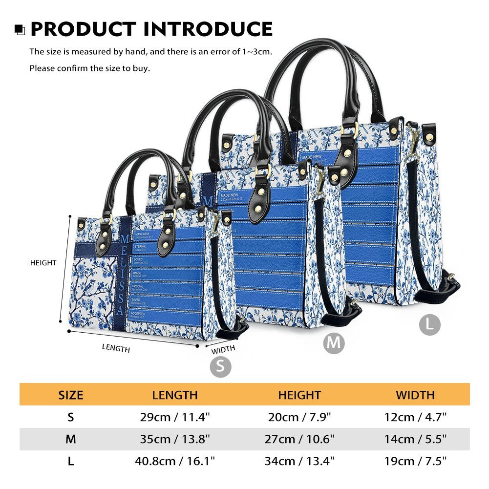 Personalized Leather Handbag – Custom Name Christian Bible Verse Handbag for Women