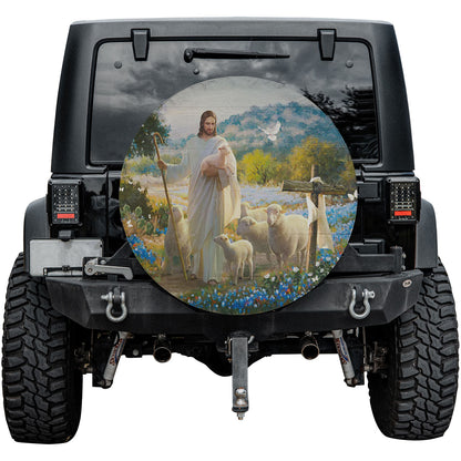 Guardian Shepherd Custom Spare Tire Cover by CHRISTIANARTBAG - Your Spiritual Journey Companion