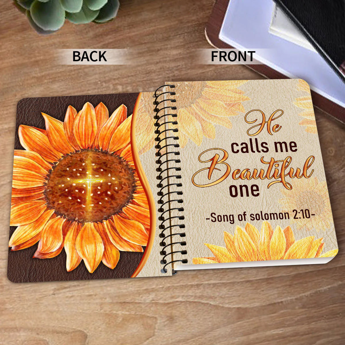 Christianart Spiral Journal, He Calls Me Beautiful One Song Of Solomon 2:10, Personalized Spiral Journal, Jesus Spiral Journal. - Christian Art Bag