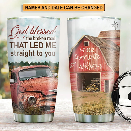 Christianartbag Drinkware, God Blessed The Broken Road That Led Me Straight To You, Personalized Mug, Tumbler, Christmas Gift. - Christian Art Bag