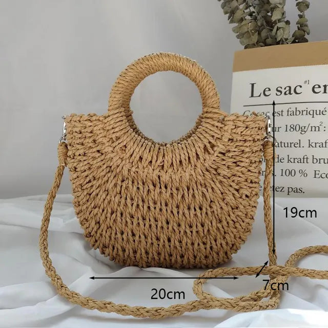 fashion beach straw bag woman crossbody bags handmade rattan bag casual  travel straw shoulder bags handbags for summer purses - AliExpress