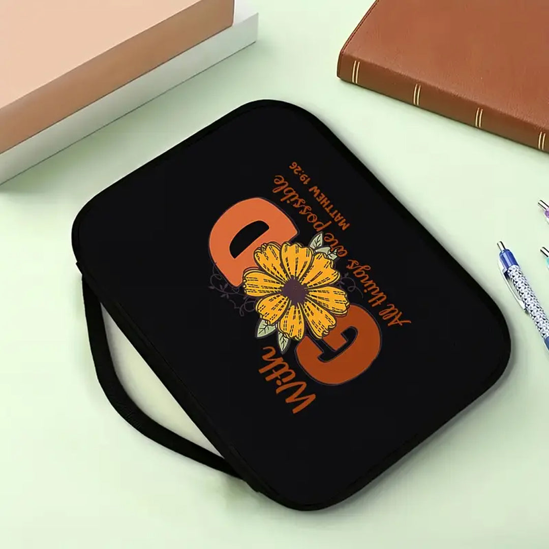 Personalized 'With GOD' Sunflower Canvas Bible Cover – Matthew 19:26 | CHRISTIANARTBAG