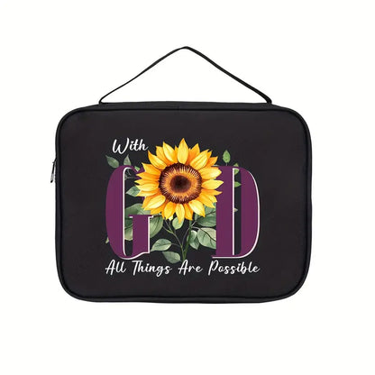 Customizable Sunflower 'With God' Canvas Bible Cover - CHRISTIANARTBAG