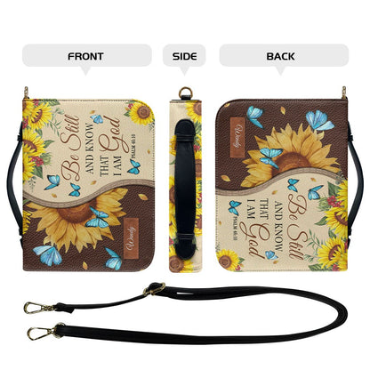 Christianart Designer Handbags, Be Still And Know That I Am God Psalm 46:10 Sunflower Butterfly, Personalized Gifts, Gifts for Women, Christmas Gift.