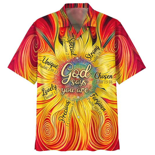 Christianartbag Hawaiian Shirt, Sunflower God Say You Are Hawaiian Shirts, Christian Hawaiian Shirts For Men & Women. - Christian Art Bag