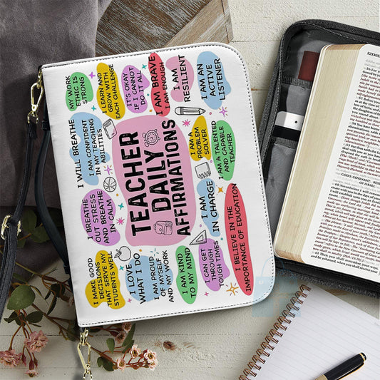 CHRISTIANARTBAG Bible Cover - Teacher Daily Affirmations - Personalized Bible Cover, CABBBCV09120824.