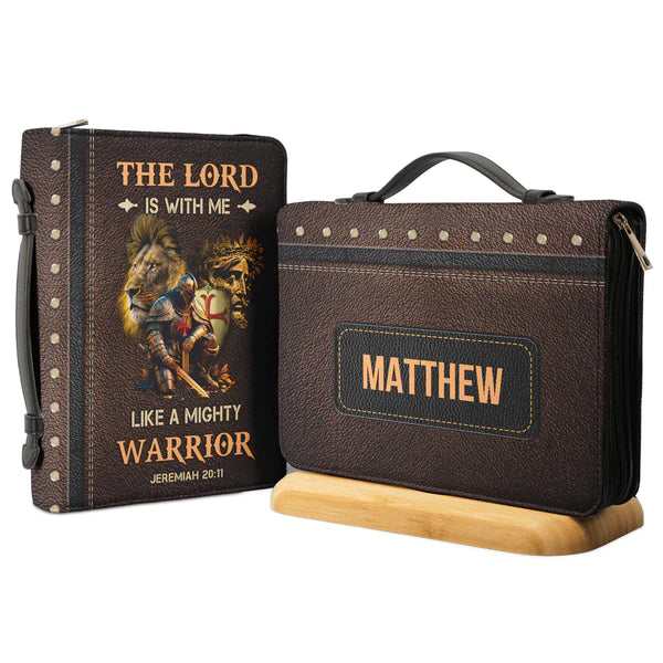Christianart Bible Cover, The Lord Is With Me Like A Mighty Warrior Jeremiah 20 11, Personalized Gifts for Pastor, Gifts For Women, Gifts For Men. - Christian Art Bag