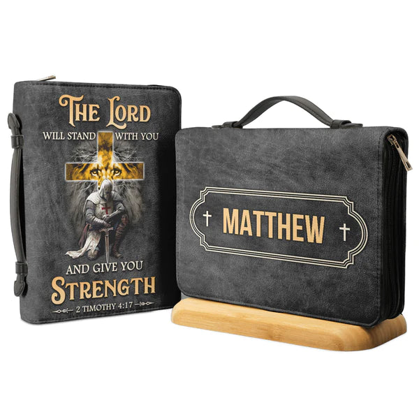 Christianart Bible Cover, The Lord Will Stand With You And Give You Strength 2 Tim 4 17, Personalized Gift for Pastor, Gift For Women, Gifts For Men. - Christian Art Bag