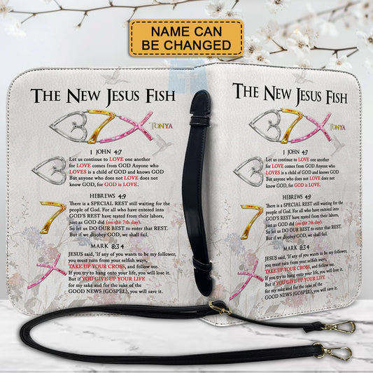 Christianart Bible Cover - The New Jesus Fish - A Faithful Reminder - Jesus Fish Bible Cover - Personalized Bible Cover - CABBBCV02122524