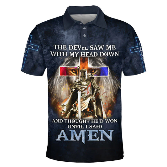 Christianartbag Polo Shirt, The Devil Saw Me With My Head Down And Though He'd Won Polo Shirt, Christian Shirts & Shorts. - Christian Art Bag