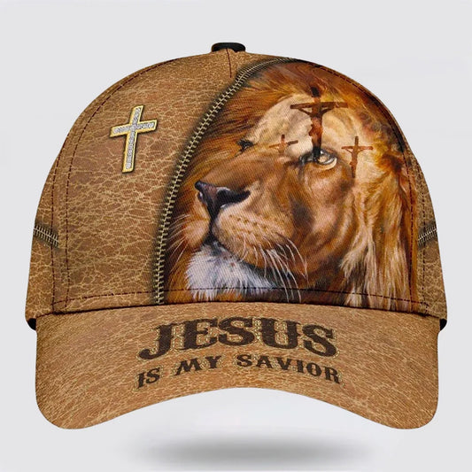 Christianartbag Hat, Personalized Name Classic Cap with The Lion Jesus Is My Savior Crucifixion Of Jesus Design, Personalized Hat, Christian Hat, CABHAT08141223. - Christian Art Bag