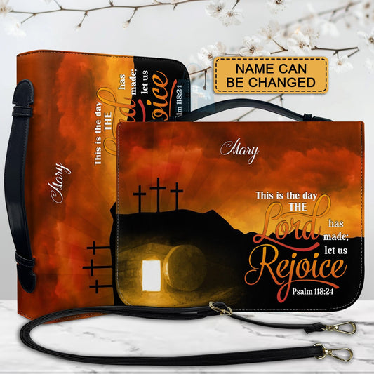 Personalized Bible Cover – This is the day the Lord has made let us rejoice, Psalm 118:24 | Christian Gift for Men & Women | Custom Name Option | CHRISTIANARTBAG