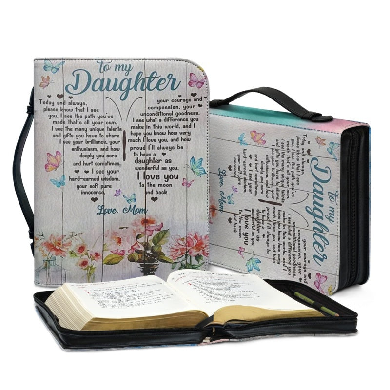Christianartbag Bible Cover, To My Daughter From Mom Bible Cover, Personalized Bible Cover, Art Design Bible Cover, Christian Gifts, CAB02071223. - Christian Art Bag