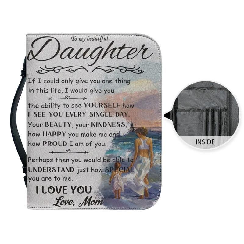 Christianartbag Bible Cover, To My Daughter From Mom Bible Cover, Personalized Bible Cover, Art Design Bible Cover, Christian Gifts, CAB004071223. - Christian Art Bag