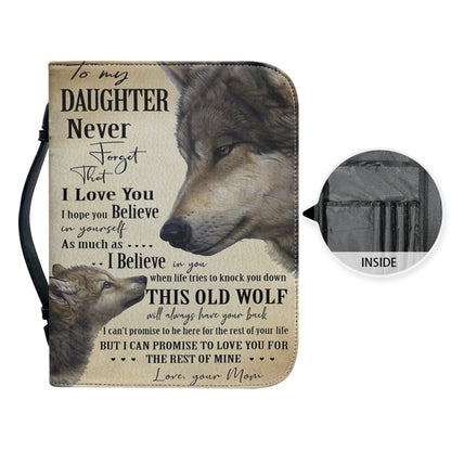 Christianartbag Bible Cover, To My Daughter From Mom Bible Cover, Personalized Bible Cover, Wolf Bible Cover, Christian Gifts, CAB23071223. - Christian Art Bag