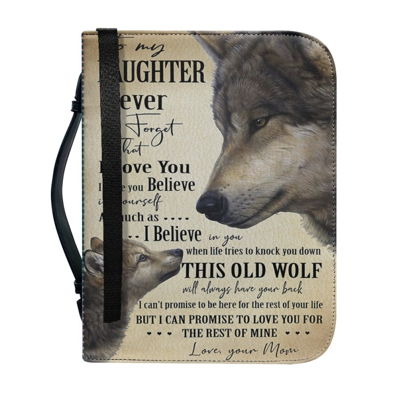 Christianartbag Bible Cover, To My Daughter From Mom Bible Cover, Personalized Bible Cover, Wolf Bible Cover, Christian Gifts, CAB23071223. - Christian Art Bag