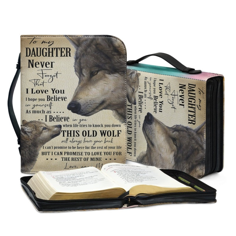 Christianartbag Bible Cover, To My Daughter From Mom Bible Cover, Personalized Bible Cover, Wolf Bible Cover, Christian Gifts, CAB23071223. - Christian Art Bag