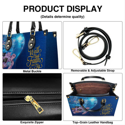 Personalized Turtle Leather Handbag - Walk By Faith Not By Sight Custom Name Purse - CHRISTIANARTBAG Bible Verse Gift CAB141026
