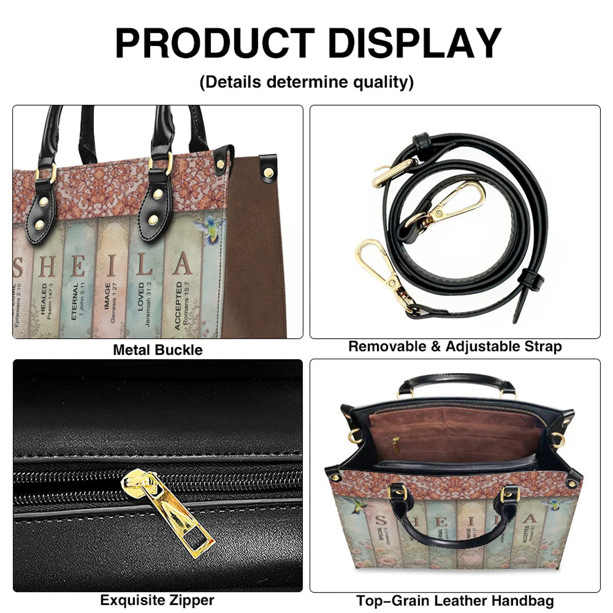 Christianartbag Handbags- Uncover the sacred meaning of your name - Bookmarks Leather Handbag - CABLTB01120624.