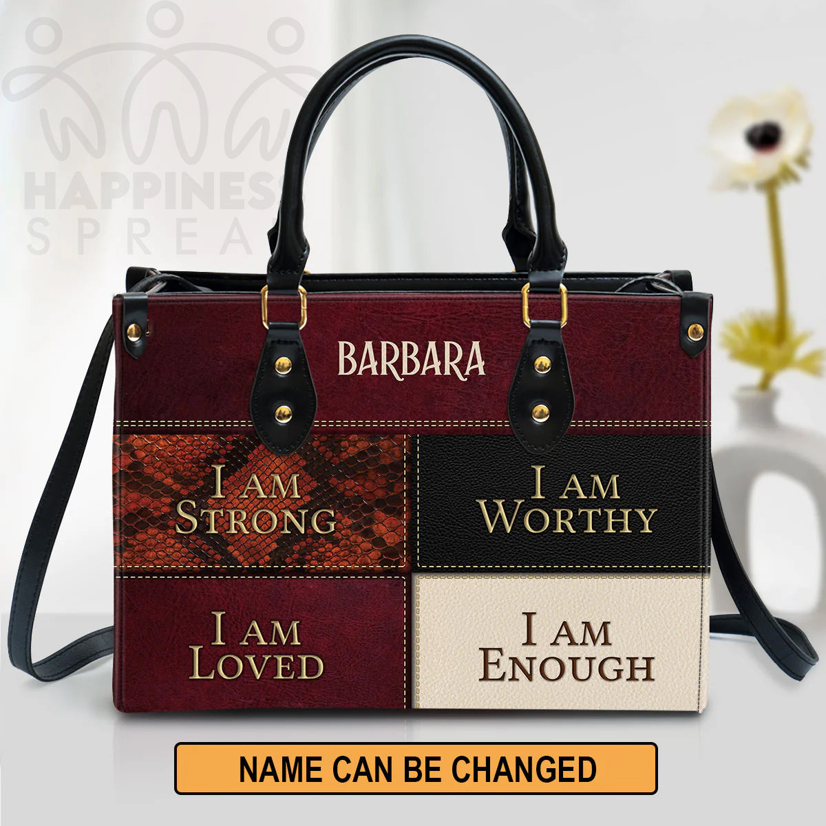 Christianart Handbag, Personalized Hand Bag, I Am Strong I Am Worthy I Am Loved I Am Enough, Personalized Gifts, Gifts for Women. - Christian Art Bag