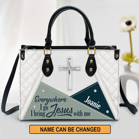 Christianart Designer Handbags, Everywhere I Go, I Bring Jesus With Me, Personalized Gifts, Gifts for Women, Christmas Gift. - Christian Art Bag