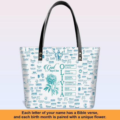 Personalized Luxury Tote Bag with Bible Verses & Birth Month Flowers – Custom Christian Gift by CHRISTIANARTBAG