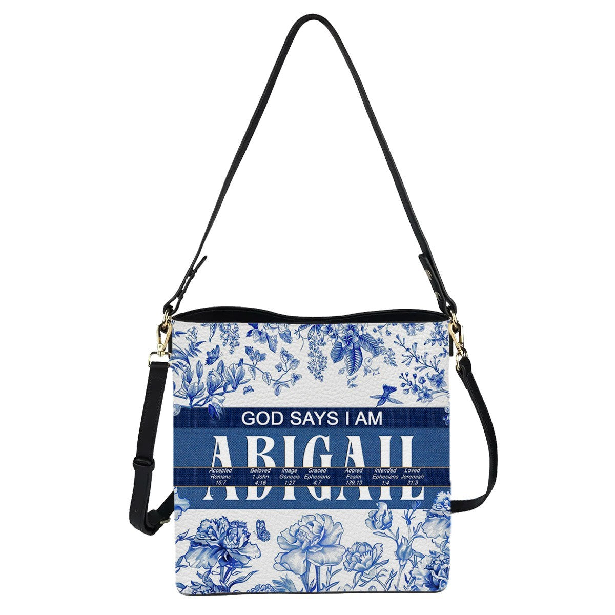 Personalized Christian Bucket Bag – Personalized Leather Bucket Bag with Custom Name & Bible Verse Meaning
