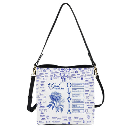 Personalized Christian Bucket Bag – Bucket Bag with Bible Verses & Birth Month Flowers – Custom Christian Gift by CHRISTIANARTBAG