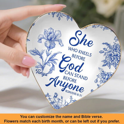Personalized Bible Verse Plate with Name & Birth Month Flowers – Christian Gift