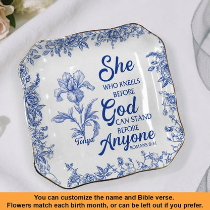 Personalized Bible Verse Plate with Name & Birth Month Flowers – Christian Gift