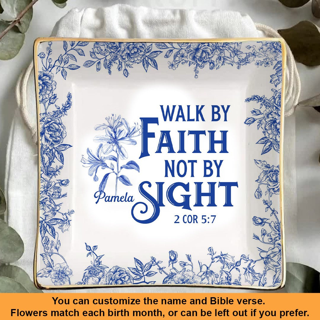 Personalized Bible Verse Plate with Name & Birth Month Flowers – Christian Gift