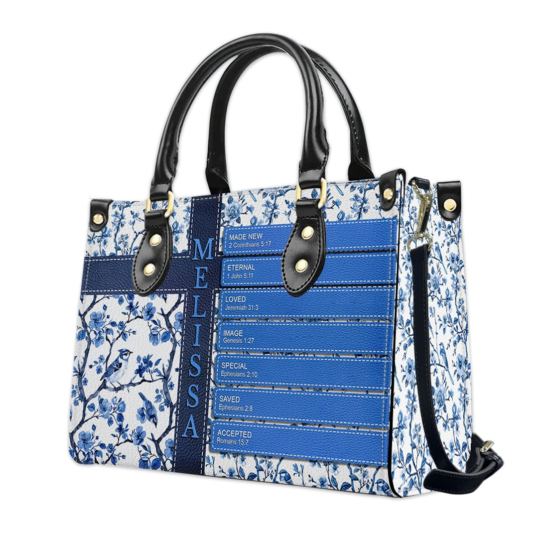 Personalized Leather Handbag – Custom Name Christian Bible Verse Handbag for Women