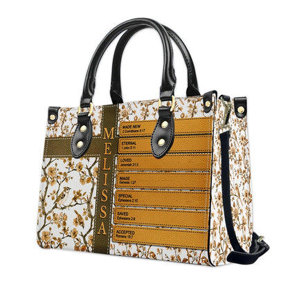 Personalized Leather Handbag – Custom Name Christian Bible Verse Handbag for Women