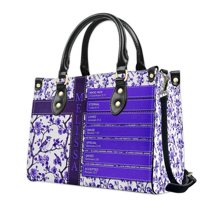 Personalized Leather Handbag – Custom Name Christian Bible Verse Handbag for Women